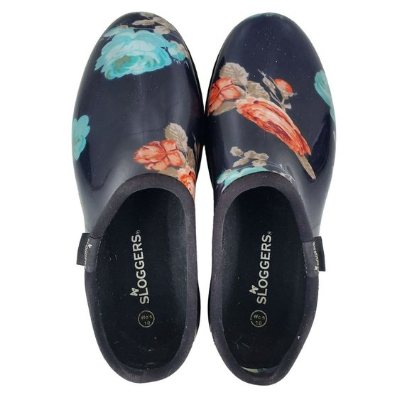 Sloggers Womens Floral Garden Shoes Size 10 USA Made Clogs Rubber - Picture 6 of 10